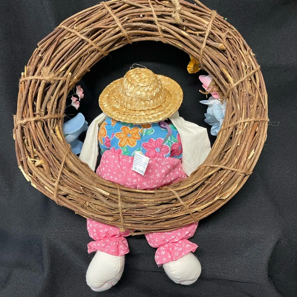 Easter Spring Floral Bunny  grapevine wreath - Picture 2 of 2